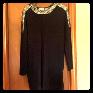 Black sequins hooded top